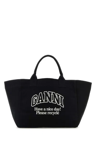 Ganni Black Canvas Shopping Bag