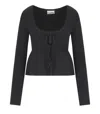 Ganni Stretch Viscose Blend Peplum Cardigan In Black