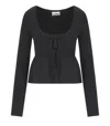 Ganni Stretch Viscose Blend Peplum Cardigan In Black