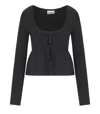 Ganni Stretch Viscose Blend Peplum Cardigan In Black