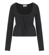 Ganni Stretch Viscose Blend Peplum Cardigan In Black