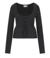 Ganni Black Cardigan With Laces In Gray