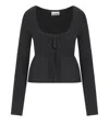 Ganni Stretch Viscose Blend Peplum Cardigan In Black