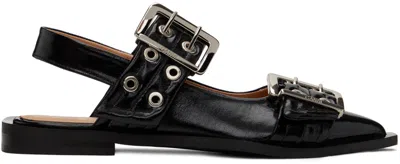 Ganni Black Chunky Buckle Ballerina Flats
