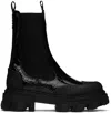 Ganni Cleated Mid Chelsea Boot Naplack Croco In Black In 099 Black
