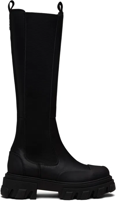 Ganni Black Cleated Tall Chelsea Boots