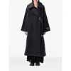 Ganni Double-face Wool Lace-up Coat In Black