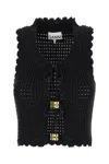 Ganni Womens Black Textured-knit Open-front Knitted Cotton And Cashmere Top Xs In Black