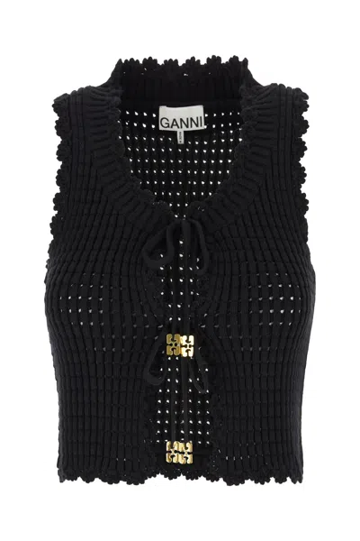 Ganni Black Cotton Blend Vest