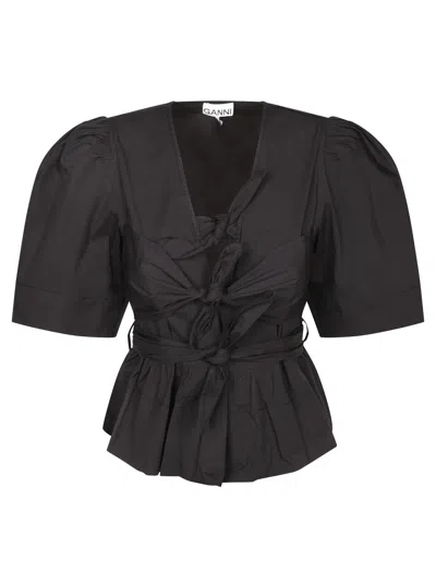 Ganni Black Cotton Blouse