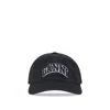 Ganni Womens Black Brand-embroidered Cotton-canvas Cap