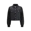 Ganni Modern Denim Jacket Contrast Sleeves In Black