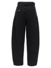 Ganni Black Pants With High Waist And Logo Patch On The Rear In Cotton Woman