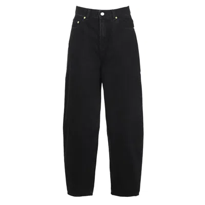 Ganni Organic Denim Tapered Jeans In Eight In Black