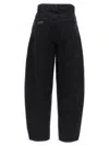 Ganni Black Pants With High Waist And Logo Patch On The Rear In Cotton Woman In Washed Black