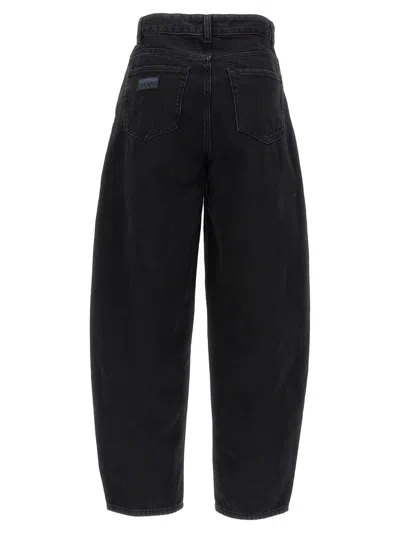 Ganni Black Cotton Denim Jeans In Washed Black