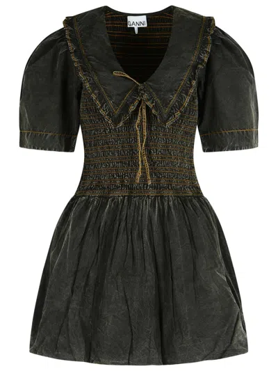 GANNI GANNI BLACK COTTON DRESS