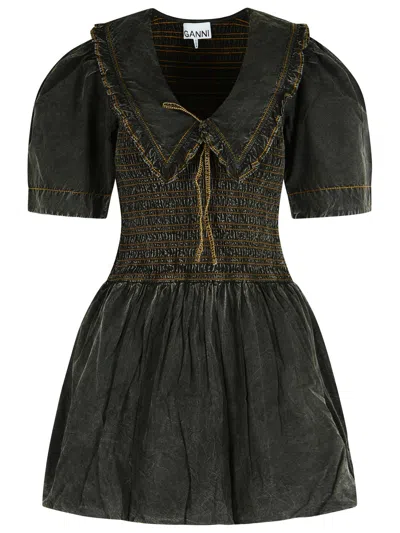 GANNI BLACK COTTON DRESS