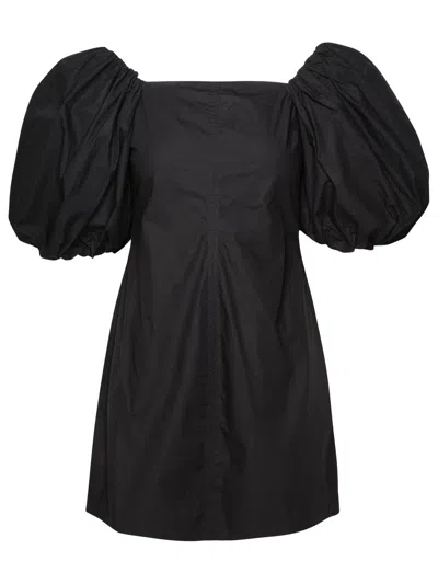 Ganni Black Cotton Dress In Nero