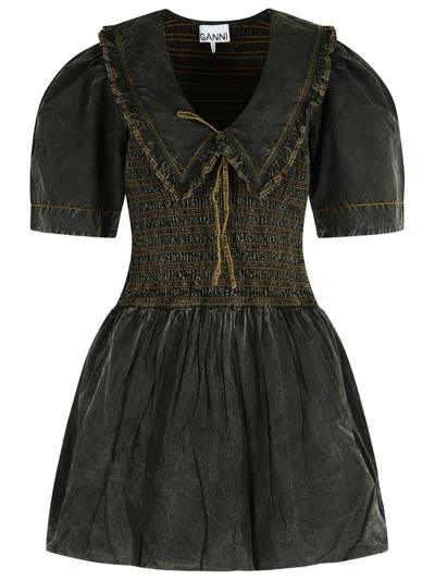 GANNI GANNI BLACK COTTON DRESS WOMEN