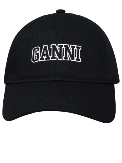 Ganni Black Cotton Hat