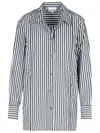 Ganni Stripe Cotton Shirt Black In Multi