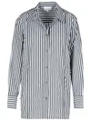 Ganni Stripe Cotton Shirt Black In Multi