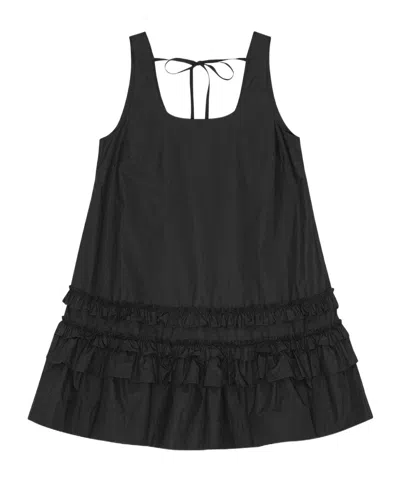 Ganni Black Cotton Poplin Mini Dress