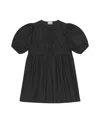 Ganni Cotton Poplin Tie String Mini Dress In Black