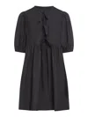 Ganni Cotton Poplin Tie String Mini Dress In Black