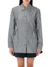 Ganni Stripe Cotton Shirt Black