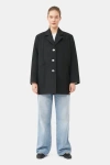 Ganni Oversized Single-breasted Blazer In Black