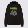 Ganni Isoli Oversized Hoodie With Graphic Puppy Print In Brown