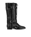 Ganni Black Crinkle Oleatex Lace-up High Boots In Black