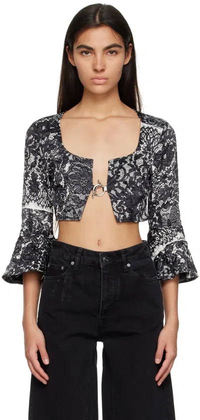 Ganni Black Crinkled Blouse In 099 Black