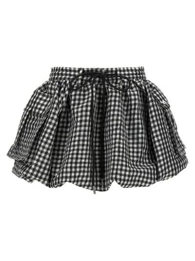 GANNI BLACK CRINKLED CHECK MINI BUBBLE SKIRT