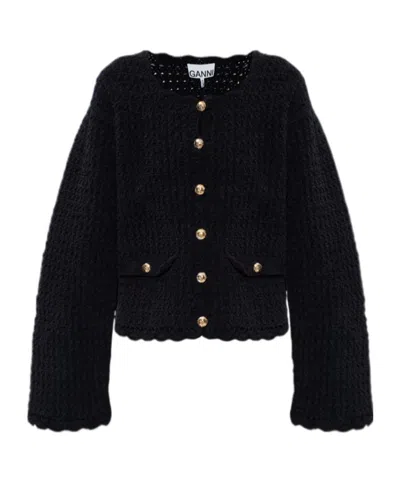 Ganni Black Crochet Cardigan