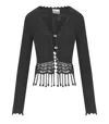 Ganni Black Shiny Viscose Crochet Cardigan In Black