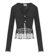 Ganni Black Shiny Viscose Crochet Cardigan In Black