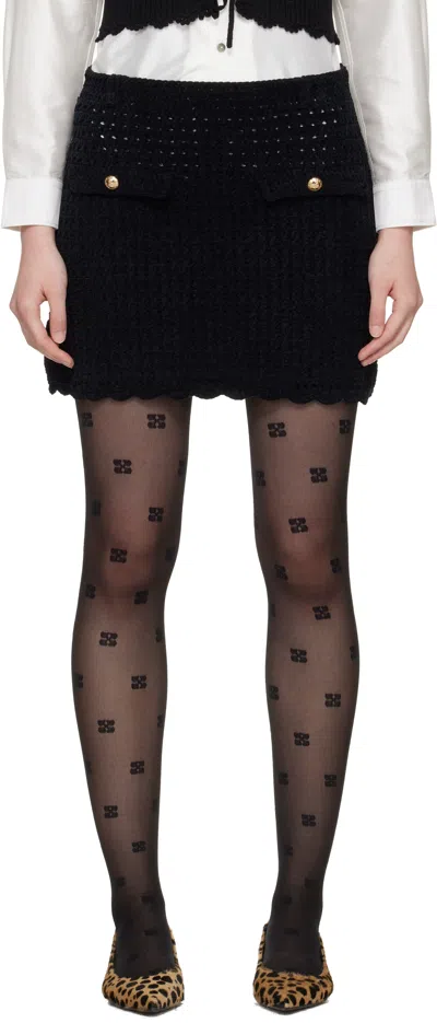 Ganni ブラック クロシェ ミニスカート In Black