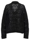 Ganni Black Crochet V-neck Sweater