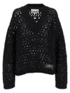 Ganni Pullover Mit Lochstrickmuster In Black