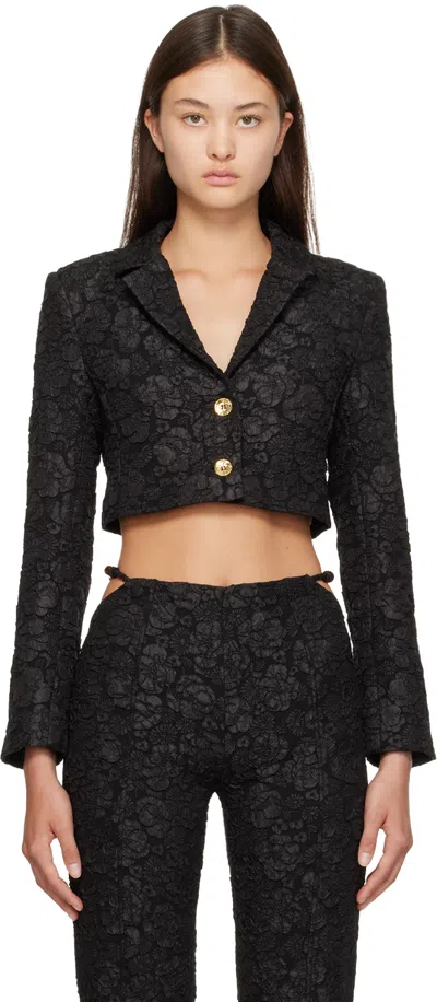 GANNI BLACK CROPPED BLAZER