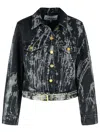 Ganni Washed Denim Belted Jacket In Black