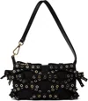 Ganni 'butterfly' Black Small Shoulder Bag With Eyel Detail And Bow Detail In 099 Black