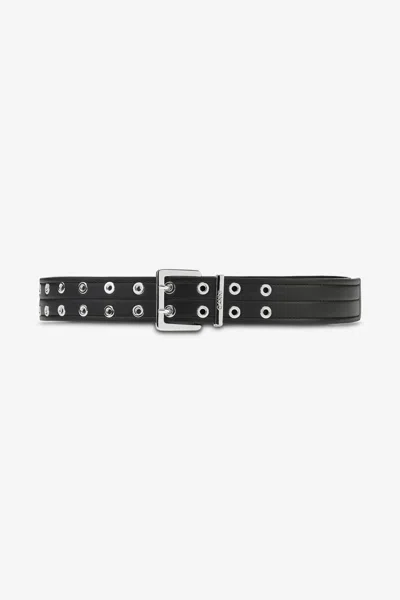 Ganni Black Double Eyelet Belt