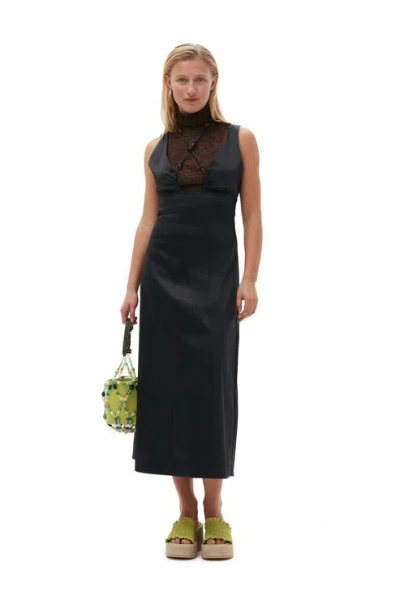 Ganni Long Dress In Black