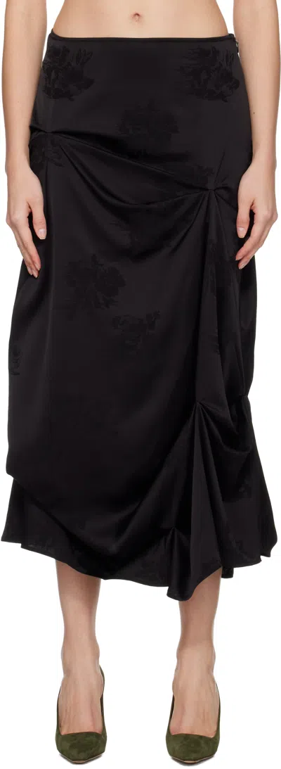 Ganni Black Draped Maxi Skirt