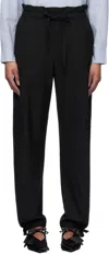 Ganni Black Drapey Melange Elasticated Waist Trousers In 099 Black