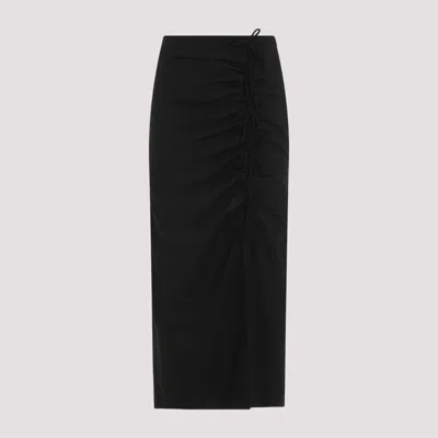 GANNI BLACK DRAPEY MELANGE MIDI SKIRT